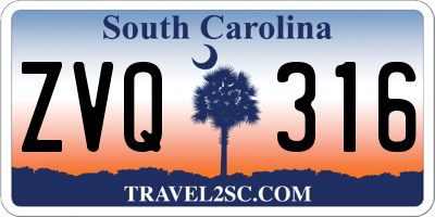 SC license plate ZVQ316