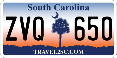 SC license plate ZVQ650