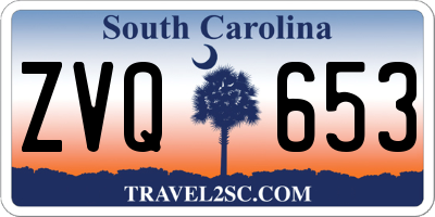 SC license plate ZVQ653