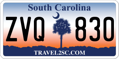 SC license plate ZVQ830