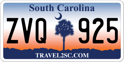 SC license plate ZVQ925