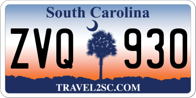 SC license plate ZVQ930