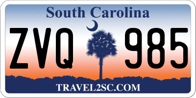 SC license plate ZVQ985