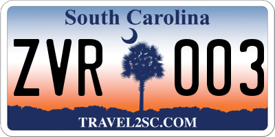 SC license plate ZVR003