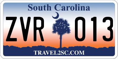 SC license plate ZVR013