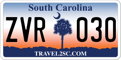 SC license plate ZVR030