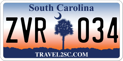 SC license plate ZVR034