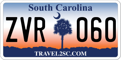 SC license plate ZVR060