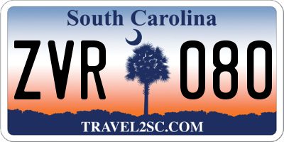 SC license plate ZVR080