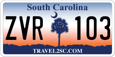 SC license plate ZVR103
