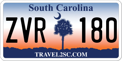 SC license plate ZVR180