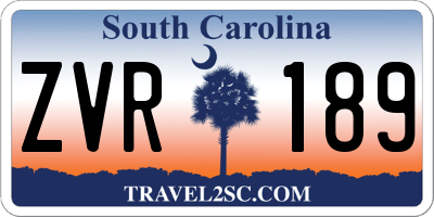 SC license plate ZVR189