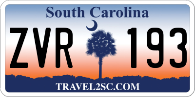 SC license plate ZVR193