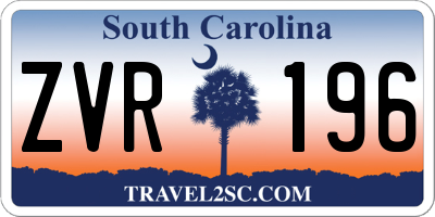 SC license plate ZVR196