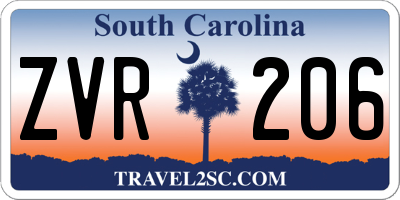 SC license plate ZVR206