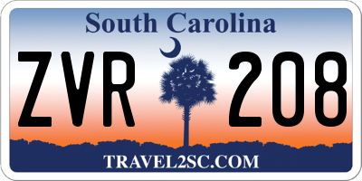 SC license plate ZVR208