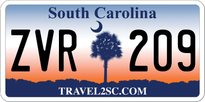 SC license plate ZVR209