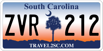 SC license plate ZVR212