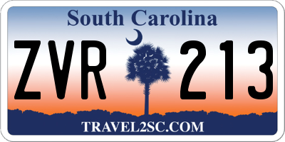 SC license plate ZVR213