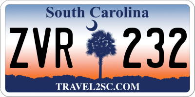 SC license plate ZVR232