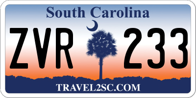 SC license plate ZVR233