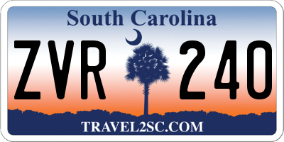 SC license plate ZVR240