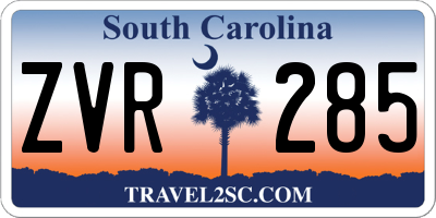 SC license plate ZVR285