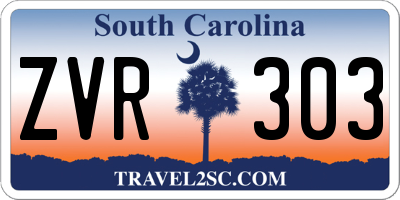 SC license plate ZVR303