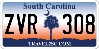 SC license plate ZVR308