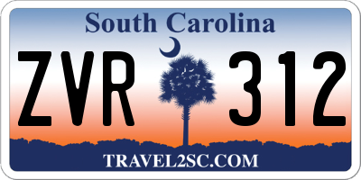SC license plate ZVR312