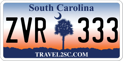 SC license plate ZVR333