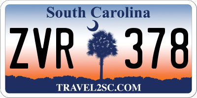 SC license plate ZVR378