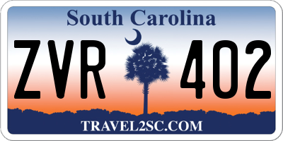 SC license plate ZVR402