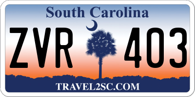 SC license plate ZVR403