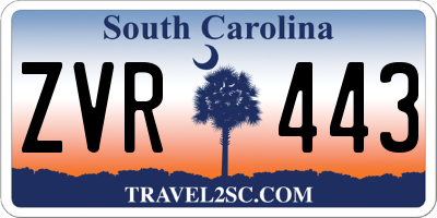SC license plate ZVR443