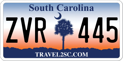 SC license plate ZVR445