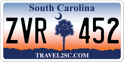 SC license plate ZVR452