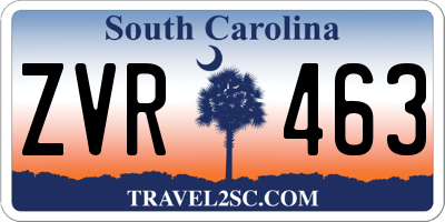 SC license plate ZVR463