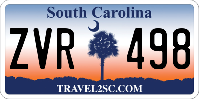 SC license plate ZVR498
