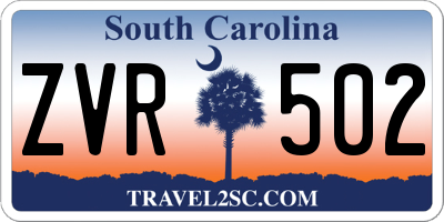 SC license plate ZVR502