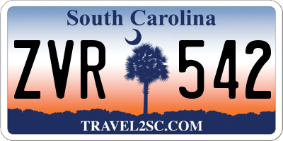 SC license plate ZVR542
