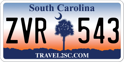 SC license plate ZVR543