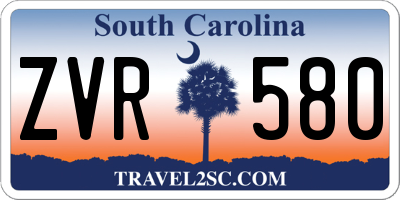 SC license plate ZVR580