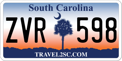 SC license plate ZVR598