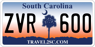 SC license plate ZVR600