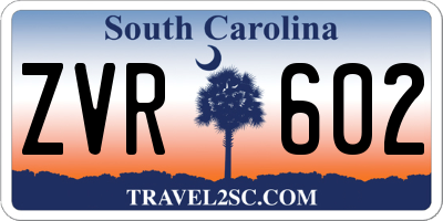 SC license plate ZVR602
