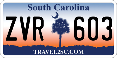 SC license plate ZVR603