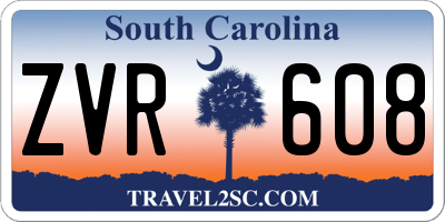 SC license plate ZVR608