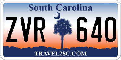 SC license plate ZVR640