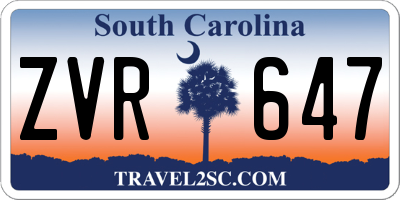 SC license plate ZVR647